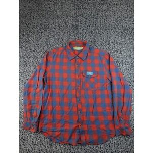 Grassroots California Bear Collection Flannel Shirt Mens Large Red Blue Plaid